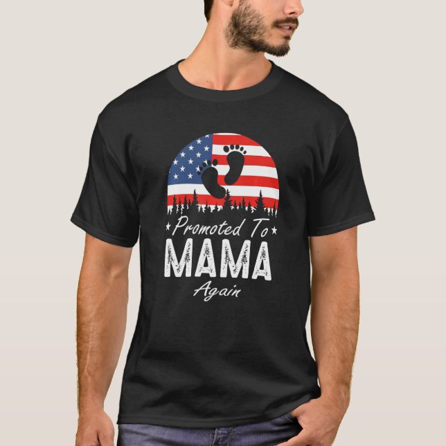 T-shirt Promoted To Mama Again 2024 US Flag Father's Day P (Devant)