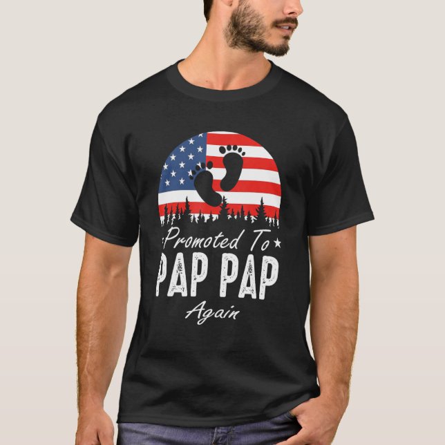 T-shirt Promoted To Pap Pap Again 2024 US Flag Father's Da (Devant)