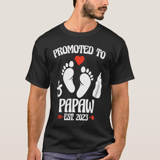 T-shirt Promoted To Papaw 2023 First Time New Grandpa Preg (Devant)