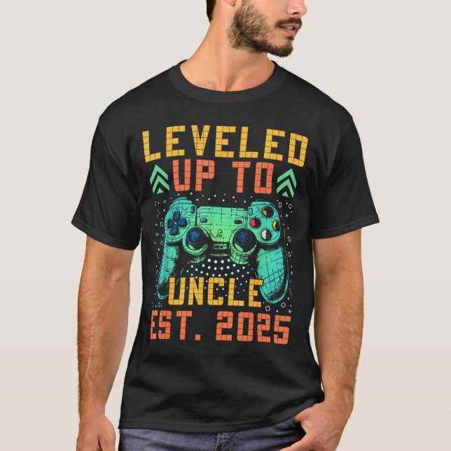 T-shirt Promoted To Uncle 2025 Leveled Up To Uncle Est 202 (Devant)