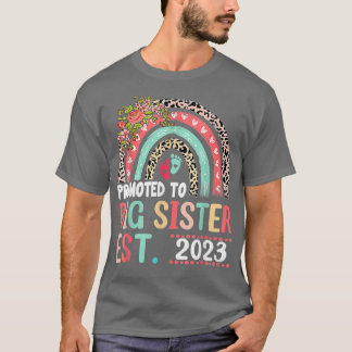 T-shirt Promu À Big Sister Est 2023 Leopard Rainbow Mo