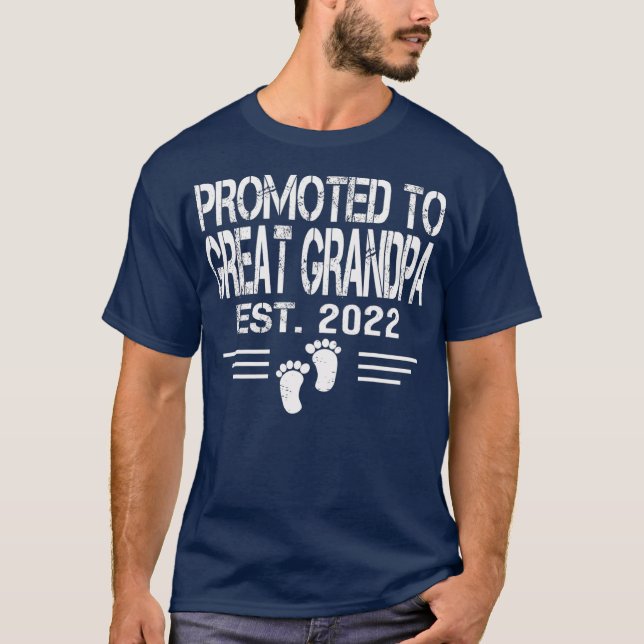 T-shirt Promu À Great Grand-pa Est 2022 Mignonne Nouveau (Devant)