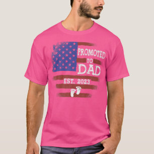 T-shirt Promu À Papa Est 2023 Grossesse Drapeau Américaine