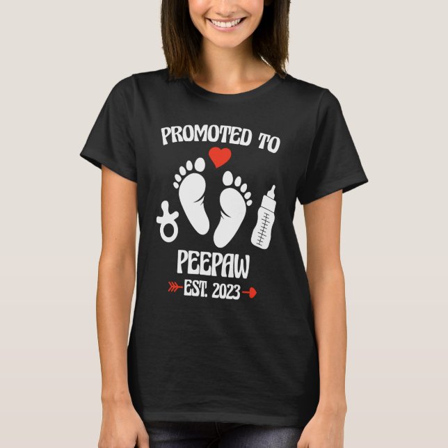 T-shirt Promu Peepaw 2023 Première Fois Nouveau Grand-Père (Devant)
