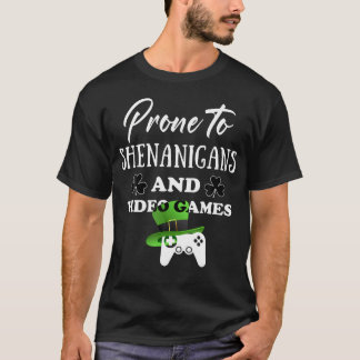 T-shirt Prone To Shenanigans Video Games Funny Gamer Saint