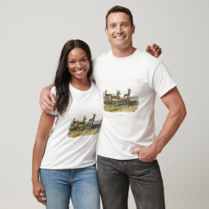 T-shirt Pronghorn (Antelope à cornes longues) par Audubon