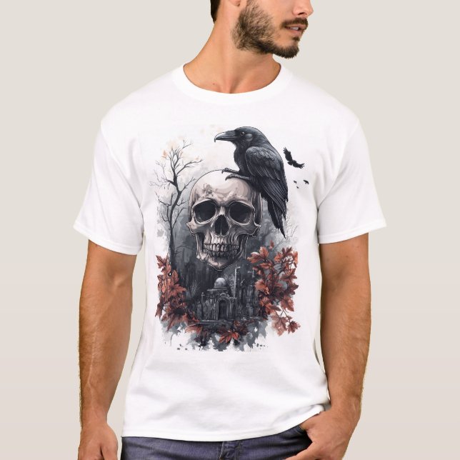 T-shirt Prophétie du Crâne et du Corbeau (Devant)
