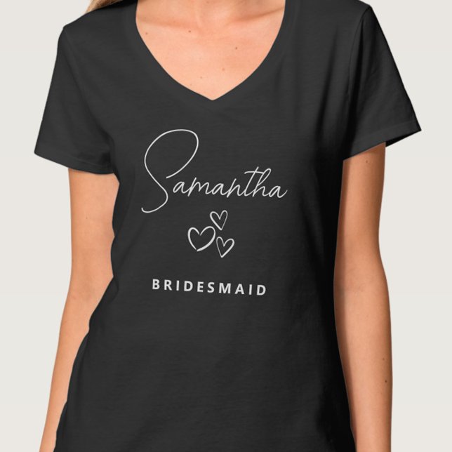 T-shirt Proposition simple et personnalisée d'aide d'État (Personalized Bridesmaid T shirt with hearts - perfect for a bachelorette or bridesmaid proposal gift)