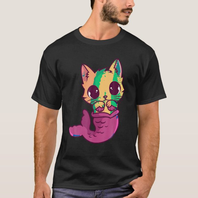 T-shirt Propriétaire Amoureux des chats de Sirène Purrmaid (Devant)