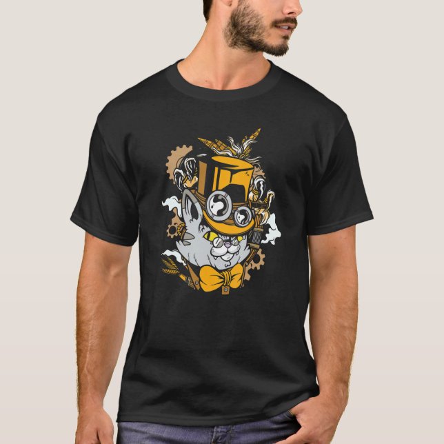 T-shirt Propriétaire d'animal Chat Chaton Steampunk (Devant)