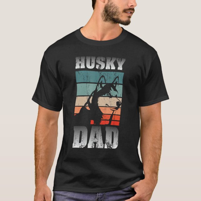 T-shirt Propriétaire d'animaux Hommes Husky Papa Fête des  (Devant)