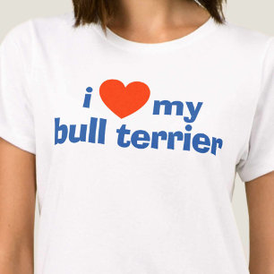 T-shirt propriétaire de Bull Terrier. Coeur rouge pour un