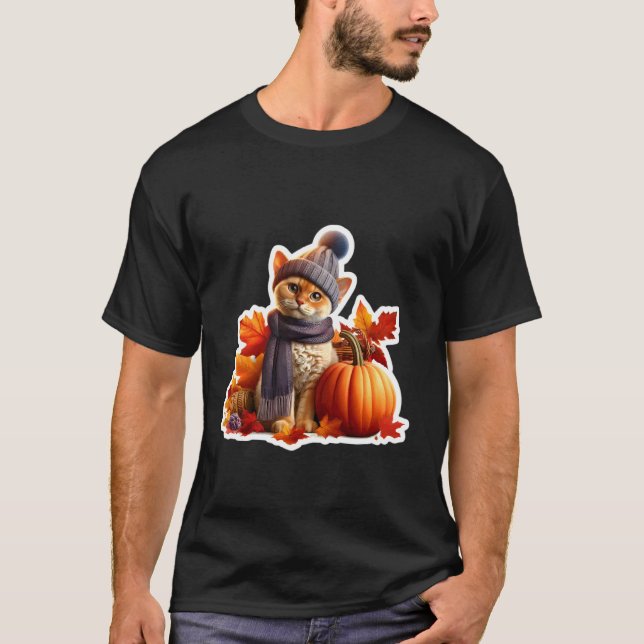 T-shirt Propriétaire de chat Devon Rex d'automne de la fêt (Devant)