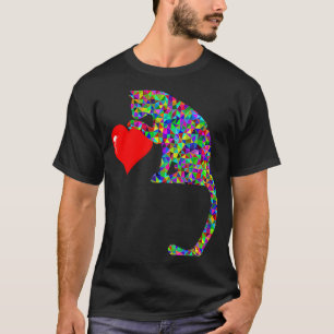 T-shirt Propriétaire de chat Formes géométriques colorées