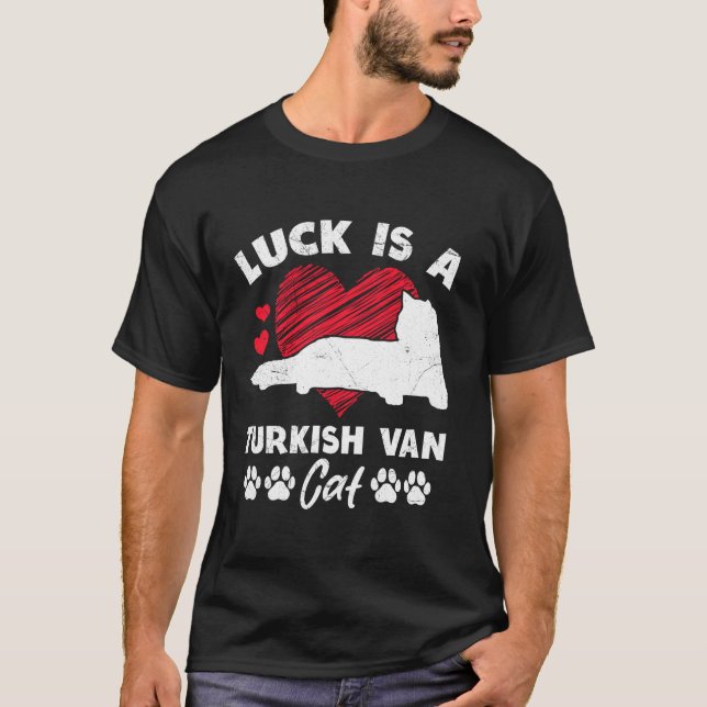 T-shirt Propriétaire de chat LA CHANCE EST UN CHAT TURC VA (Devant)