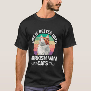 T-shirt Propriétaire de chat LA VIE EST MIEUX AVEC DES CHA