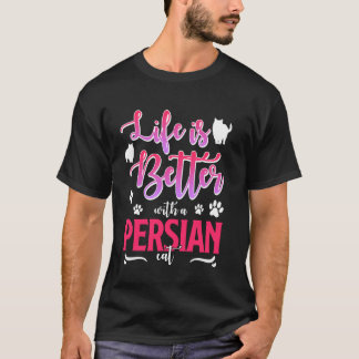 T-shirt Propriétaire de chat LA VIE EST MIEUX AVEC UN CHAT