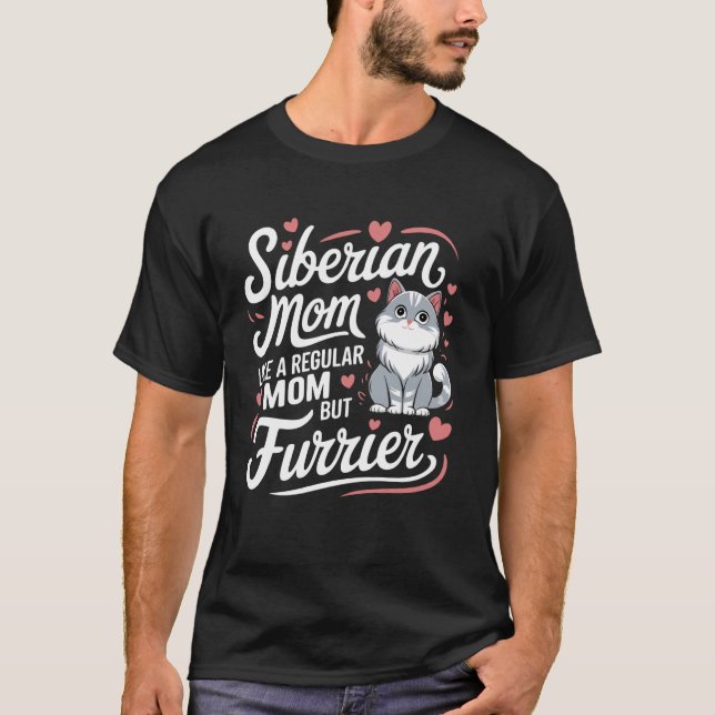 T-shirt propriétaire de chat maman sibérienne (Devant)