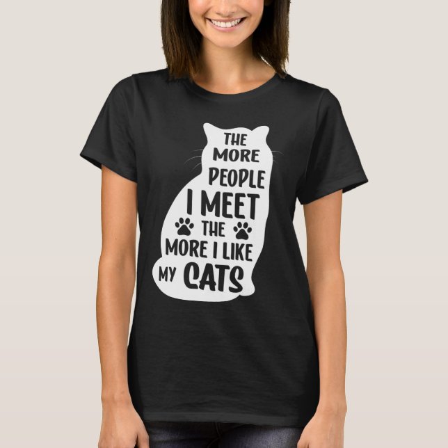 T-shirt Propriétaire De Chats Plus J'Aime Mon Chat (Devant)