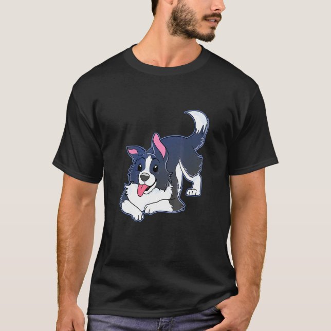 T-shirt Propriétaire de chien Border Collie mignon (Devant)