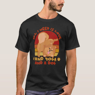 T-shirt Propriétaire de chien Pomeranian Yoga Chien