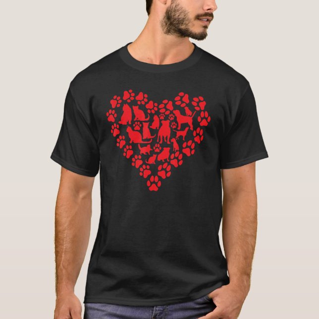 T-shirt Propriétaire de chien Propriétaire de chat Chat mi (Devant)