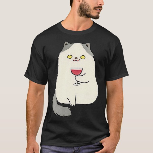 T-shirt Propriétaire du chat de vin rouge (Devant)