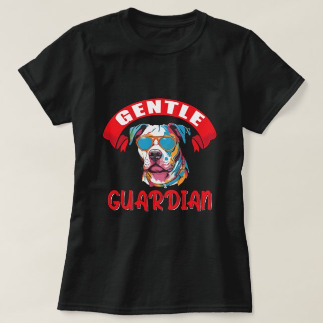 T-shirt Propriétaire du chien du gardien doux de Pitbull T (Design devant)