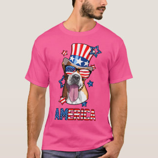 T-shirt Propriétaire d'un chien de boxe américain 4 juille