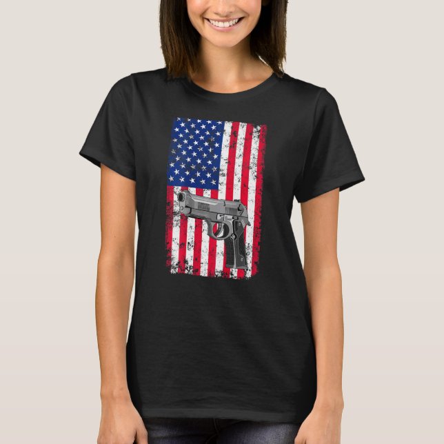 T-shirt Propriétaire d'un pistolet sur le dos American Pis (Devant)