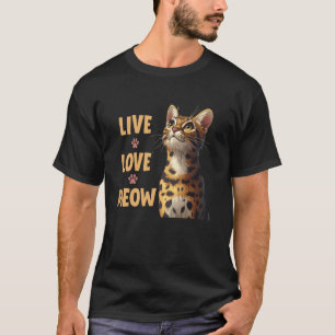 T-shirt Propriétaires de chat Bengal LIVE LOVE MEOW Drôle