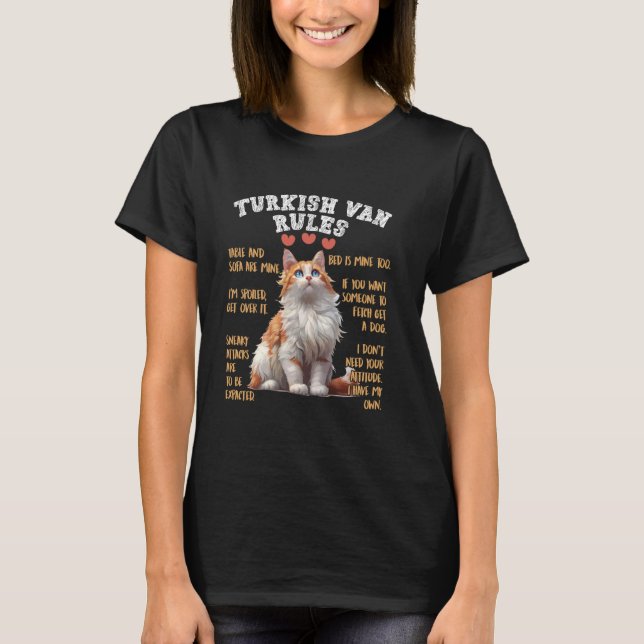 T-shirt Propriétaires de chats TURKISH VAN RÈGLES Funny Va (Devant)
