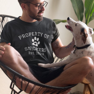 T-shirt Propriété du chat chien animal de compagnie Nom pe