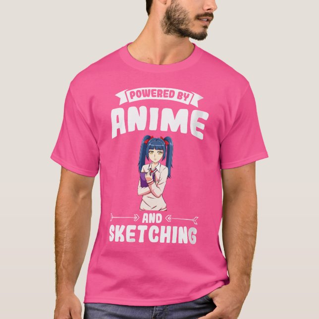 T-shirt Propulsé Par Anime Et Anime De Croquis (Devant)