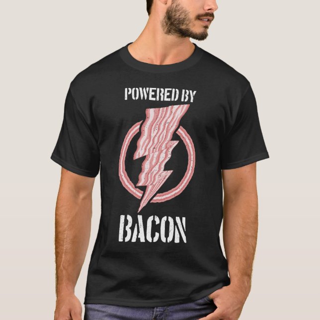 T-shirt Propulsé Par Bacon Petit Déjeuner Champ Funny Tast (Devant)