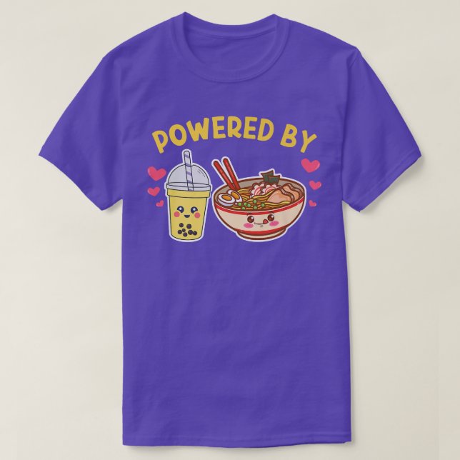 T-shirt Propulsé Par Bubble Tea Ramen Cute Boba Japonais A (Design devant)