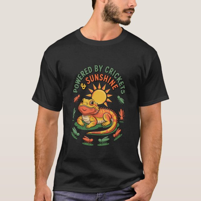 T-shirt Propulsé par des grillons et un dragon barbu au so (Devant)
