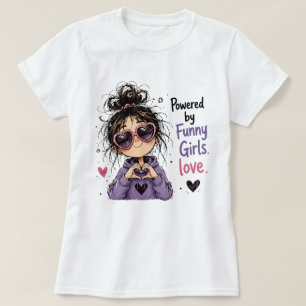 T-shirt Propulsé par Funny Girls Cute Messy Bun Heart Sung
