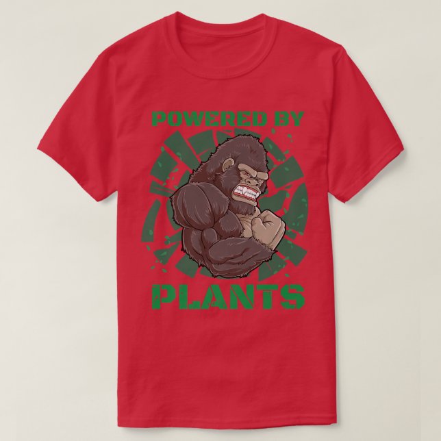 T-shirt Propulsé Par Plante Gorilla Vegan Fitness (Design devant)