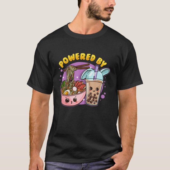 T-shirt Propulsé Par Ramen Et Thé À Bulle - Anime (Devant)