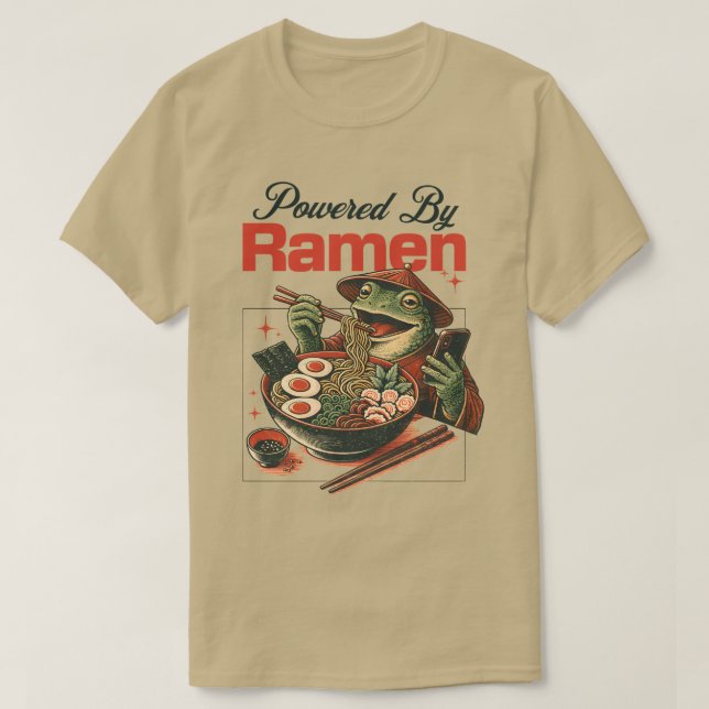 T-shirt Propulsé par Ramen Frog Phone Scrollin Funny Noodl (Design devant)