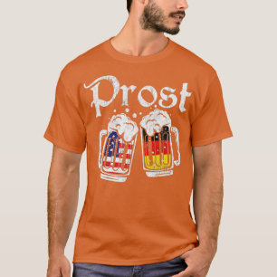 T-shirt Prost Beer Américain Allemand Drapeau Funny Oktobe