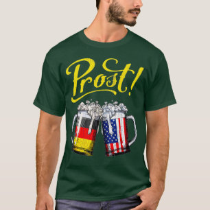 T-shirt Prost Beer Américain Allemand Drapeau Funny Oktobe