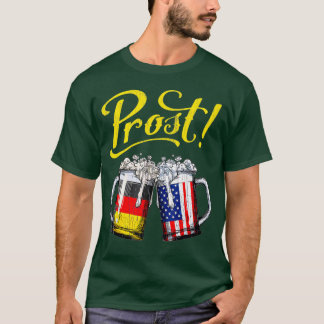 T-shirt Prost Beer Américain Allemand Drapeau Funny Oktobe