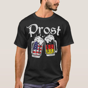 T-shirt Prost Beer Américain Allemand Drapeau Funny Oktobe