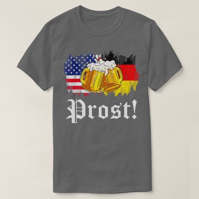 T-shirt Prost Beer German American Flag Oktoberfest Men  (Design devant)