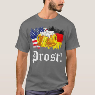 T-shirt Prost Beer German American Flag Oktoberfest Men