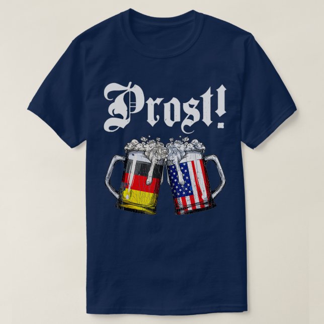 T-shirt Prost Bière Allemande Drapeau Américain T Oktoberf (Design devant)