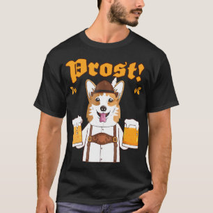 T-shirt Prost Corgi Gallois Lederhosen Bière pour Chien