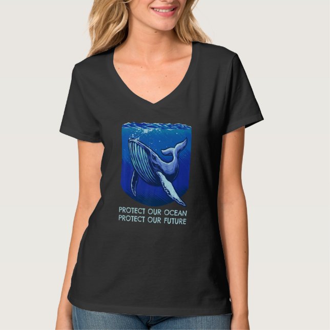 T-shirt Protect Our Ocean Protect Our Future Big Whale On  (Devant)